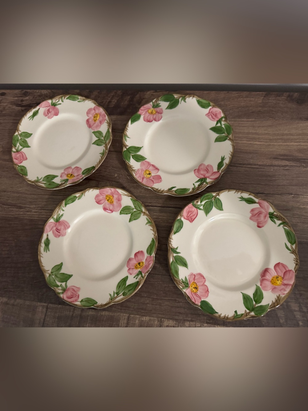 Set of 4 Vintage Franciscan Desert Rose 6.5" Bread & Butter Plates Backstamp USA
